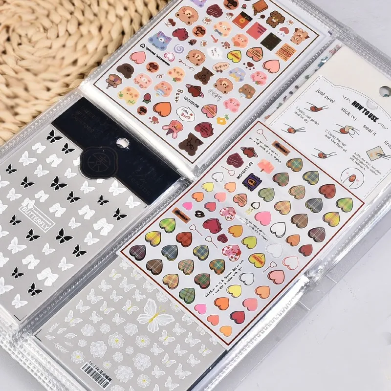 Nail Stickers Storage Book 80/160 Slots Large Capacity Exhibition Collecting Album Organizer Package Nail Stickers Showing Shelf