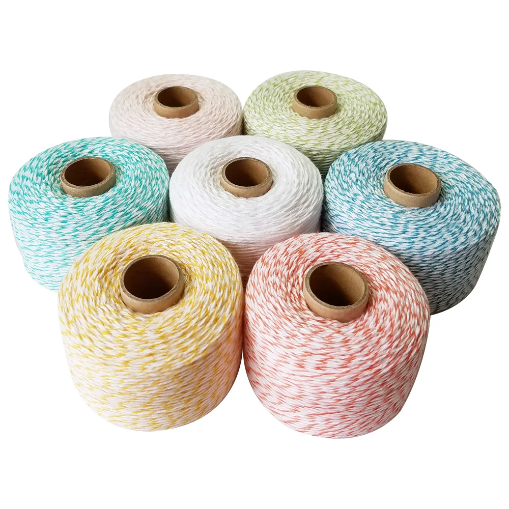 Colourful 200m/roll 100% Cotton cords twine thin rope string thread for home decoration gift pack DIY