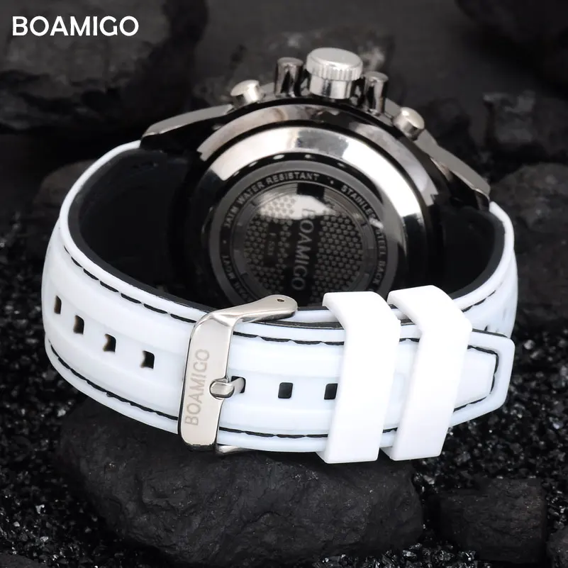 BOAMIGO Top Brand Men Sport Watches multifunction LED digital analog quartz white Military wristwatches