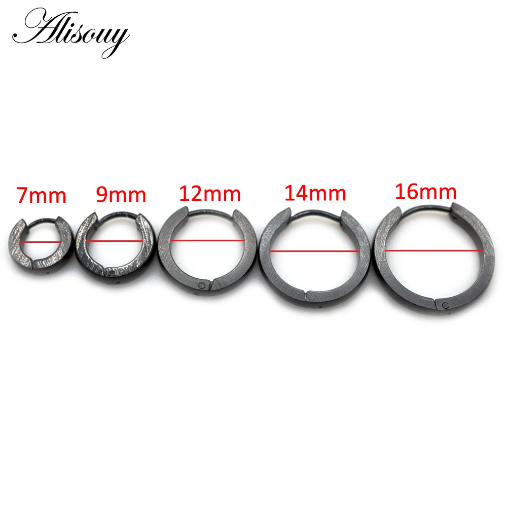 Alisouy 2pcs Small Hoop Earrings Women Men Circle Round Clip Earrings High Polish Stainless Steel Ear Piercing Bijoux Jewelry