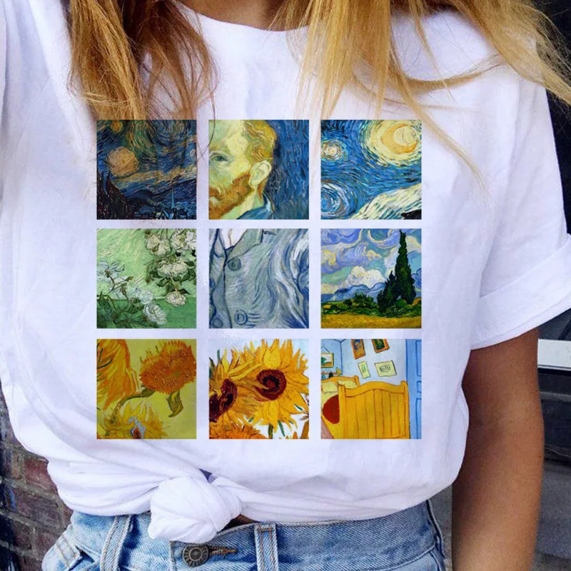 Van Gogh Maglietta da donna Divertente anni \'90 Estetica Ullzang Maglietta Vintage Harajuku T-shirt Donna Stile coreano Moda Top Tees