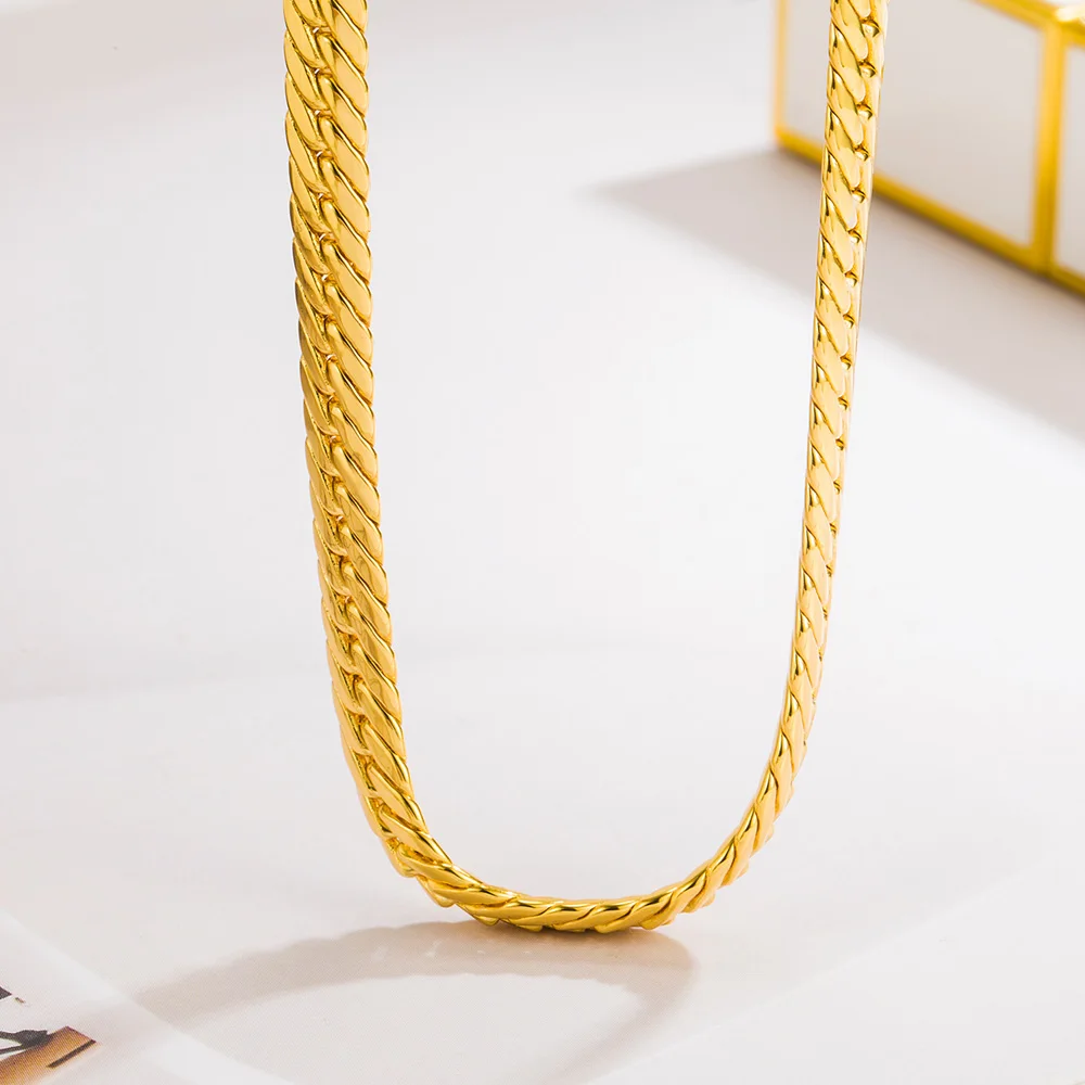 Fashion Jewelry Men Chain 925 Solid sterling Silver Men's Necklace Men's Gold Chain Lobster Clasp Wide 6MM Golden Necklace