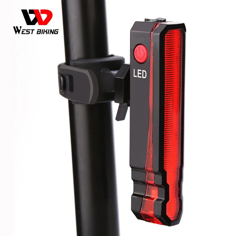 WEST BIKING Laser Line Bike Rear Light USB Rechargeable Waterproof MTB Road Bicycle Safety Warning Lamp Seatpost LED Flashlight