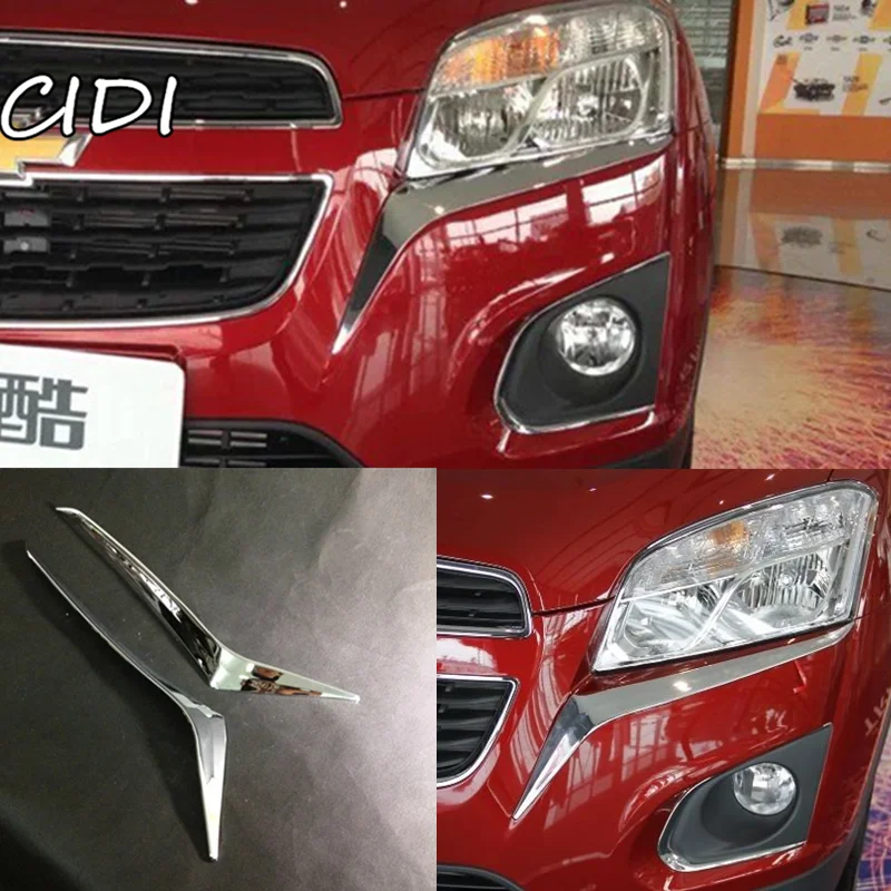 ABS Chrome Head Light Lamp Eyelid Cover Trim Front Headlight Eyebrow Strip For Chevrolet Trax 2014 2015 2016 2017 2018