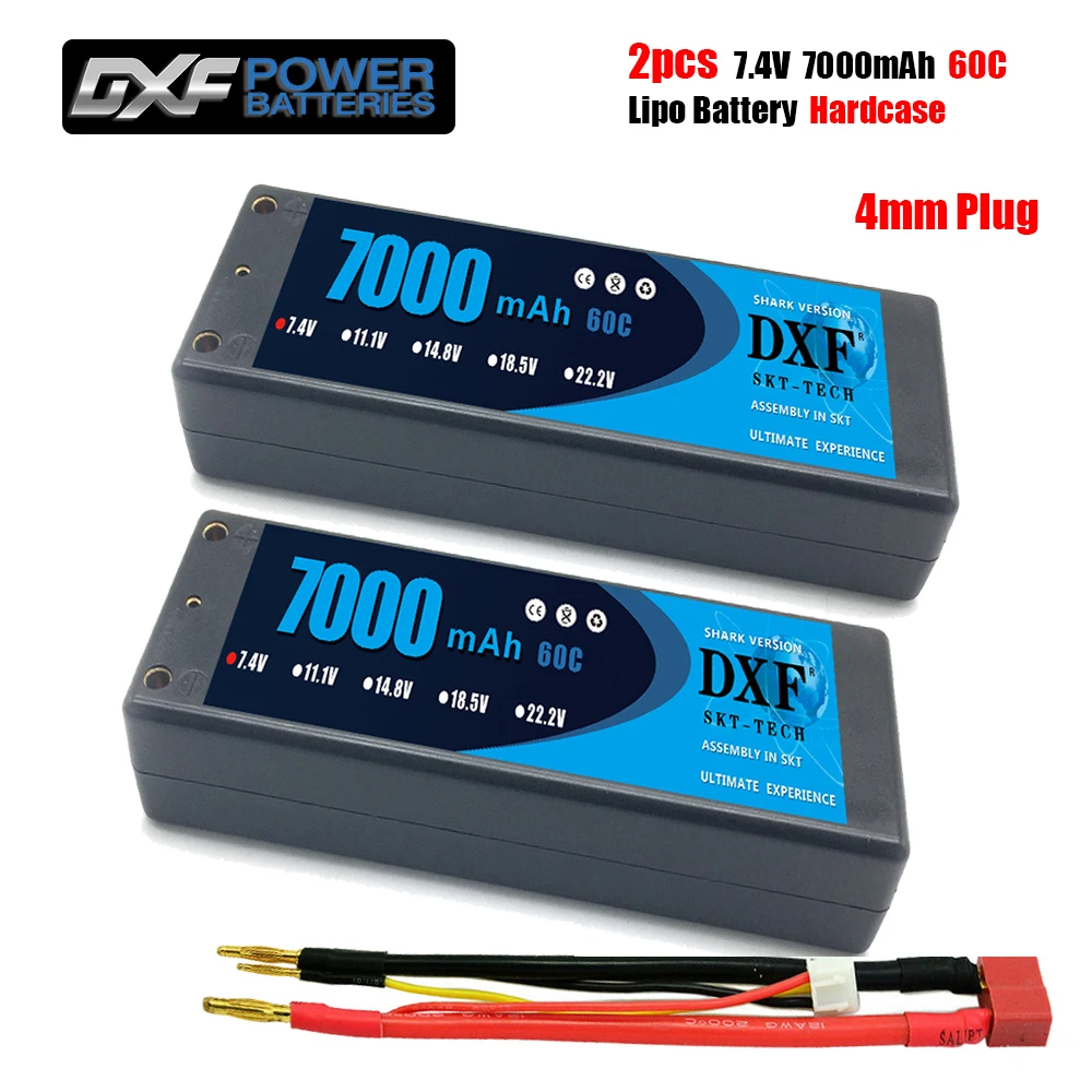 

DXF 7000mAh 4 мм Lipo батарея 7,4 V 60C/120C 2S LiPo RC батарея Deans XT60 EC5 для RC Evader BX автомобиль грузовик Truggy Багги вертолет