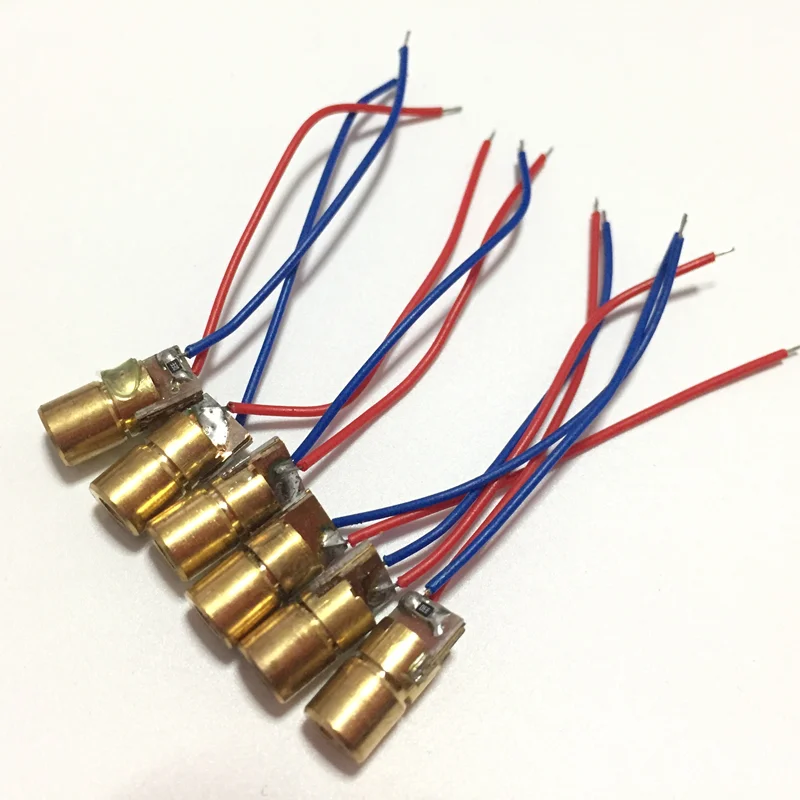 10PCS/lot 3V/5V Laser Head 650nm 6mm 3V 5mW Laser Dot Diode Module Red Copper Head New Hot