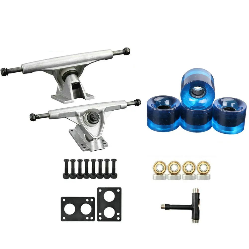 60mm Skateboard Wheel Long Board Fish Plate Brush Street Trucks Shock Absorption Four Wheel Double Tilt Skateboard Bridge 6inch