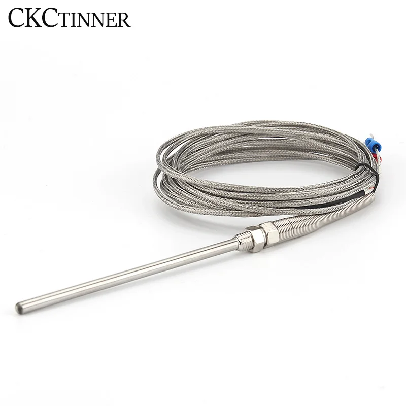 Thermocouple M8 1m 2m 3m 4m 5m Type K E J PT100 50mm 150mm 100mm 200mm Probe Screw Thread Cable Temperature Sensor 0-400℃