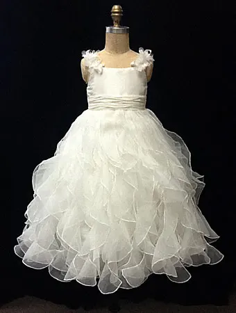 

free shipping first communion dresses for girls white organza ruffles Flower Girl Dresses 2015 vestido de festa de casamento