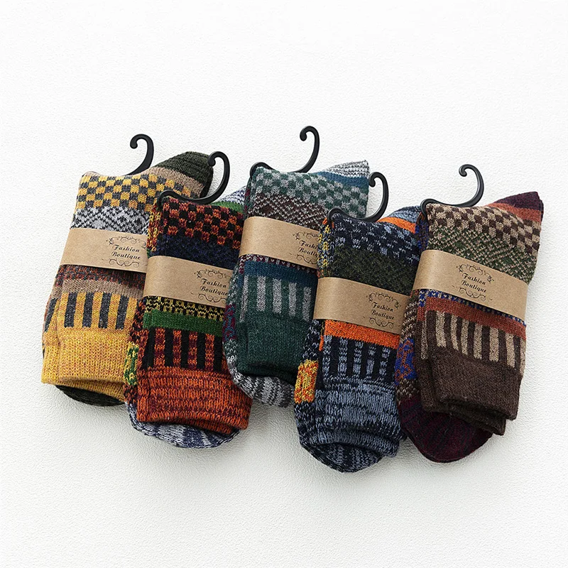 Chaussettes chaudes en laine pour homme, chaussettes épaisses en mouton, à la mode, nouvelle collection hiver paires/lot, 5