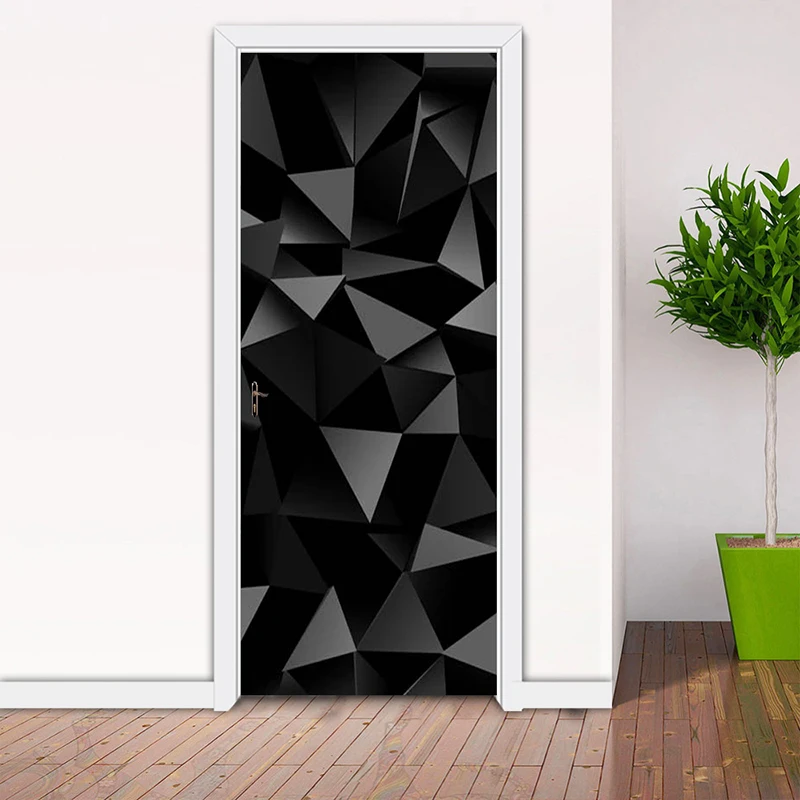 

3D Geometric Pattern Door Stickers Living Room Bedroom PVC Self Adhesive Door Wallpaper Home Decor Waterproof Mural Wall Decals