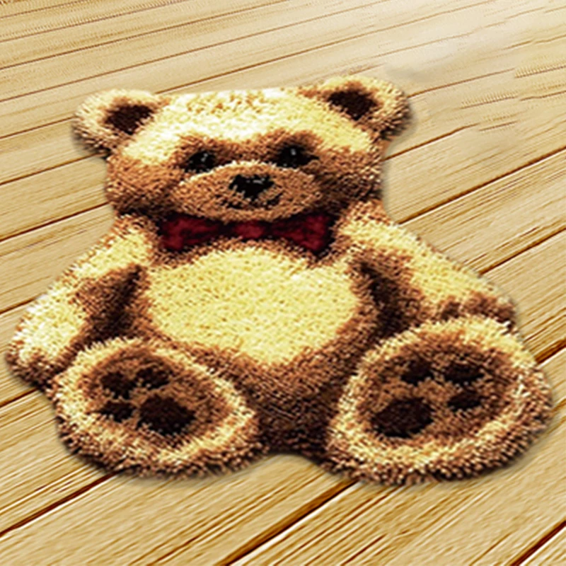 NUBECOM Cartoon Bear DIY Segment Embroidery Materials Latch Hook Carpet Embroidery Latch Hook Rug Kits doe het zelf Supplies