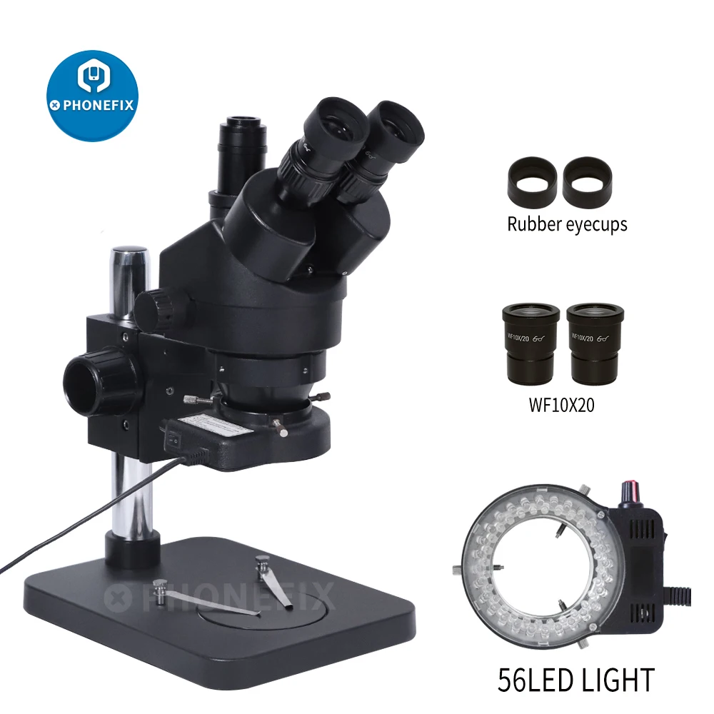 7X - 45X Zoom Trinocular Stereo Microscope confocal Soldering microscopio Industrial magnifying glass with Table Pillar Stand