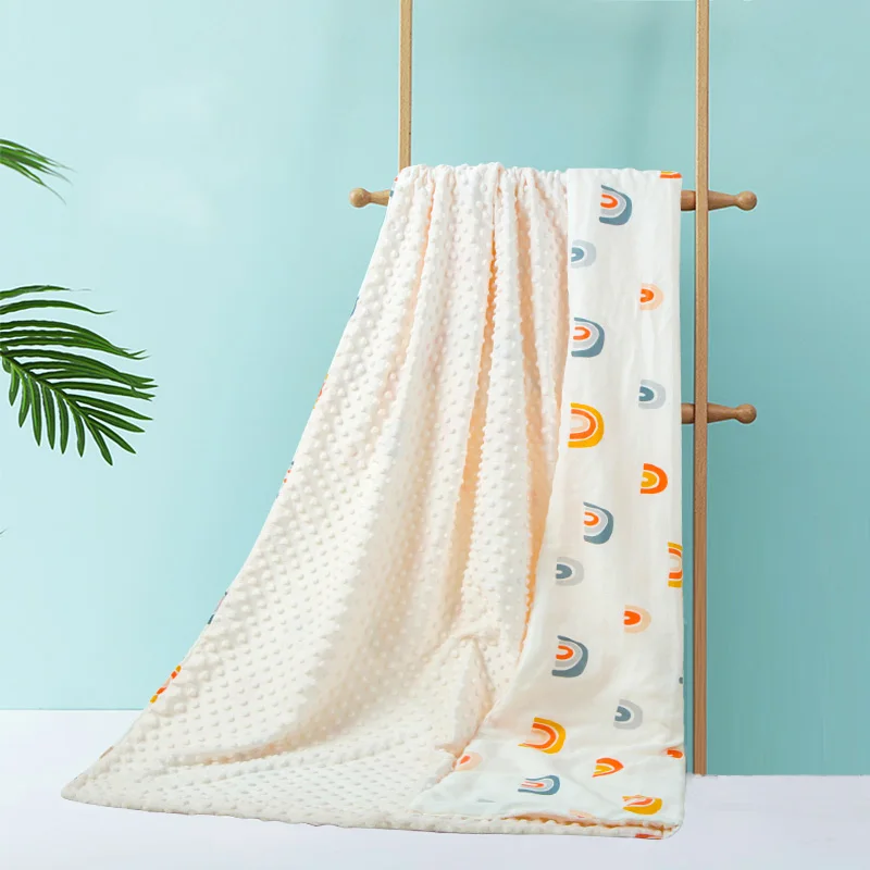 New Design Double Layer Baby Minky Dot Blanket Muslin With Fleece Baby Blanket Baby Blanket Bedding Swaddle