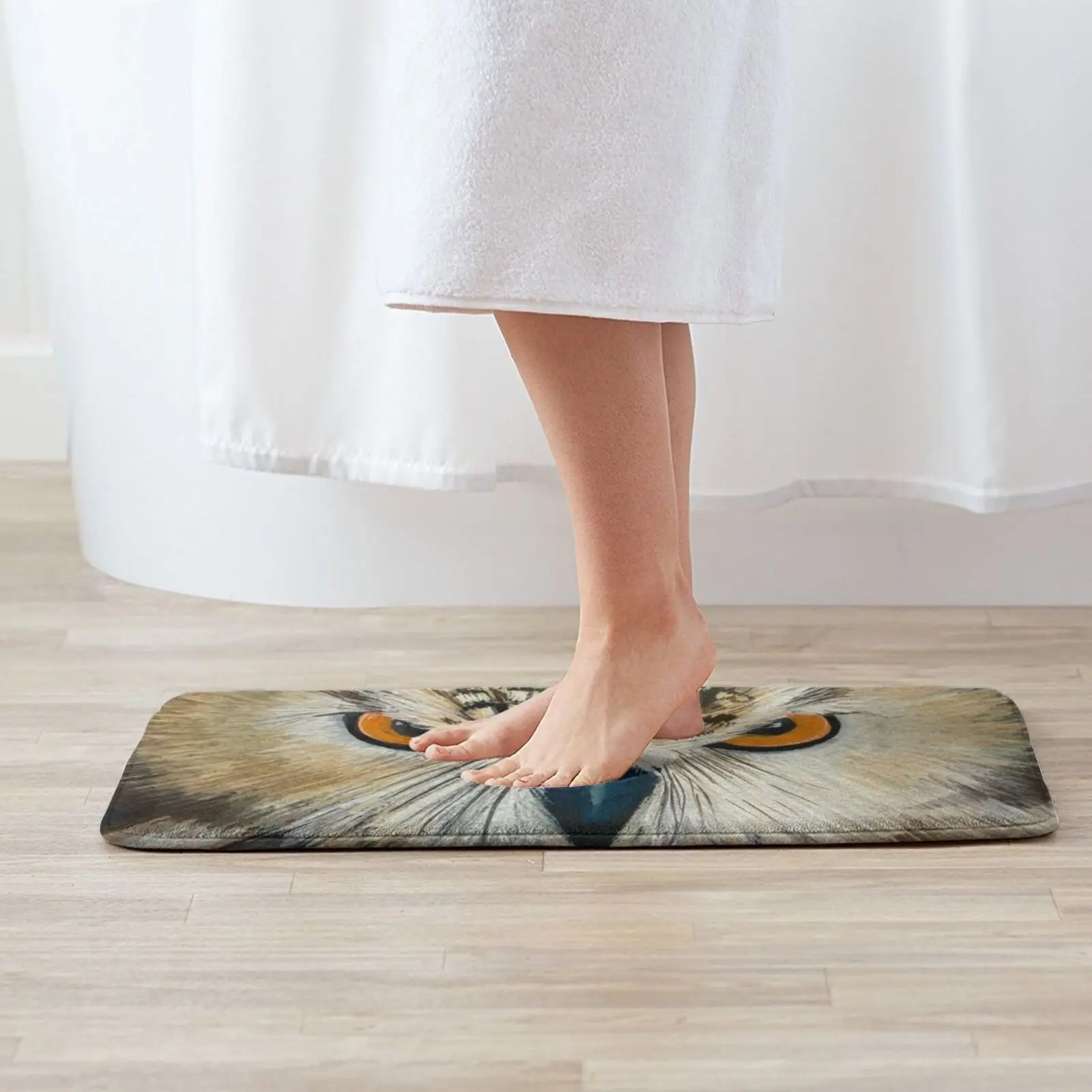 Indian Eagle Owl To Watch Over You Soft Cushion Home Carpet Door Mat Car Rug Eagle Owl Bird Of Prey Nature Brown Beige Cooped Up