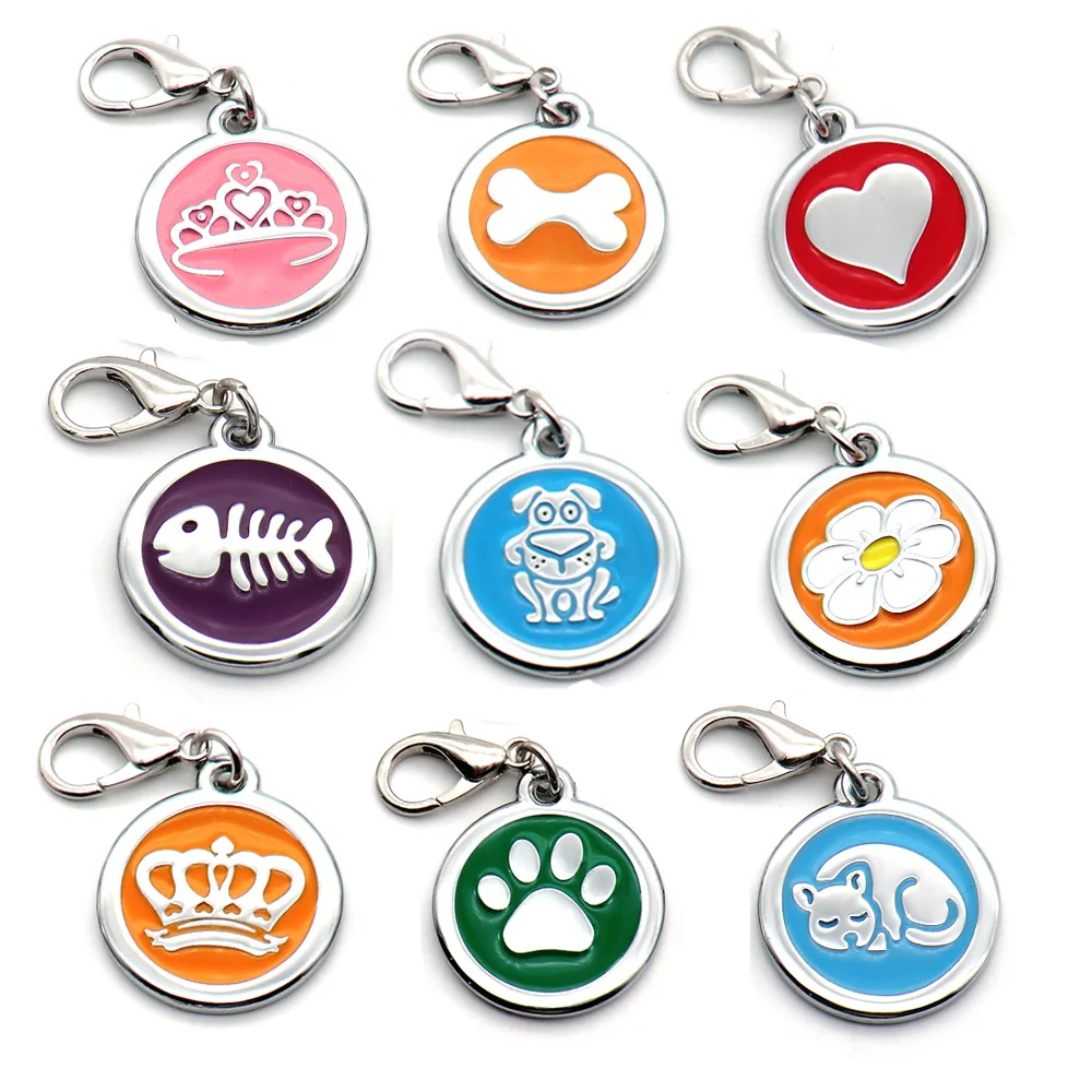 Wholesale 20Pcs Dog Tag Engraved Custom Pet Dog Collar Accessories Personalized Cat Puppy ID Tag  Bone Paw Name Tags Anti-lost