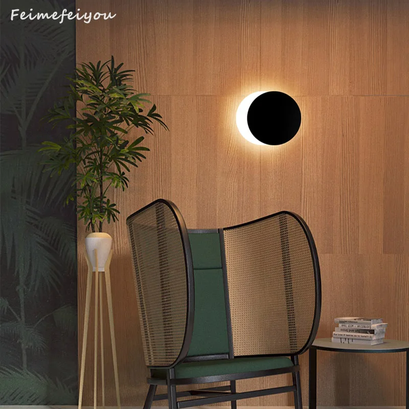 Feimefeiyou Nordic modern art solar eclipse wall lamp stair aisle corridor background wall bedroom bedside wall round LED lamp