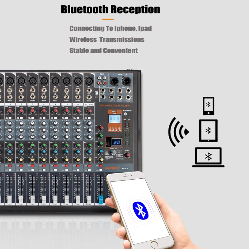 Professional Audio Mixer para Reunião de Conferência, DJ Console com USB, DSP, Line Array Speaker, Palco, Clube, 8, 12 Canais