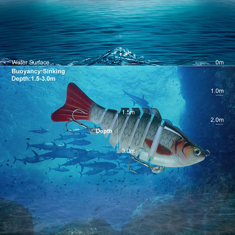 YUCONG 1PC Sinking Wobblers Fishing Lure 10cm-15g Jointed Swimbait 7 Segments leurre Artificial Hard Bait Wobbler duro cebo Isca