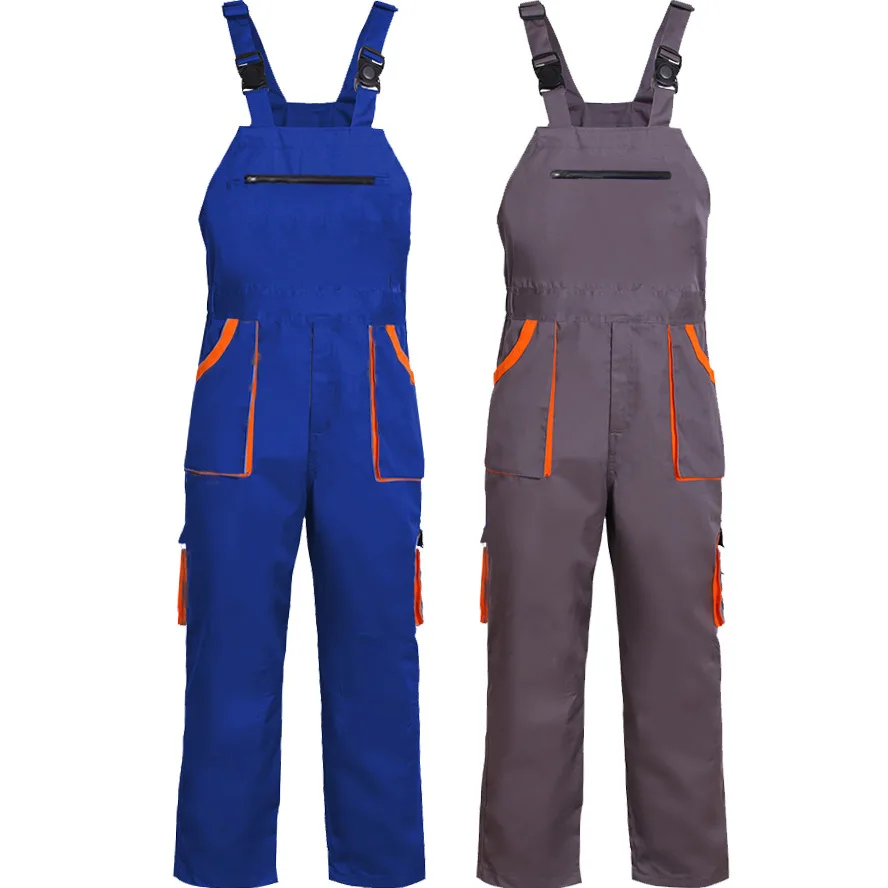 Bib Overalls Men\'s Work Clothes Plus Size Protective Coveralls Strap Jumpsuit Multi Pockets Uniform Work Dungarees Cargo Pants