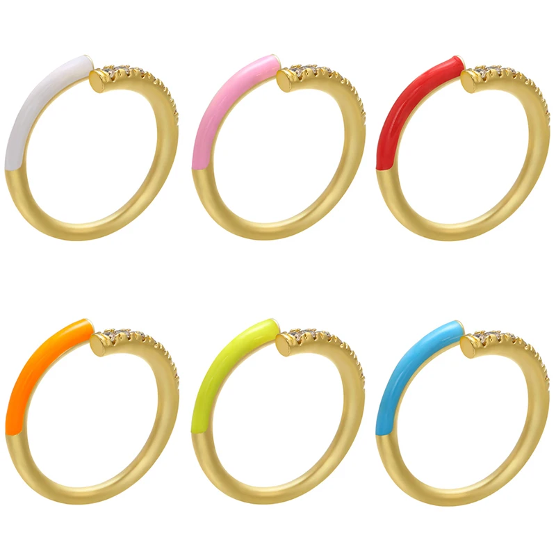 HECHENG ,colorful neon ring ,wholesale ,CZ rainbow ring for women, jewelry accessries, adjusted Open finger ring VJ24