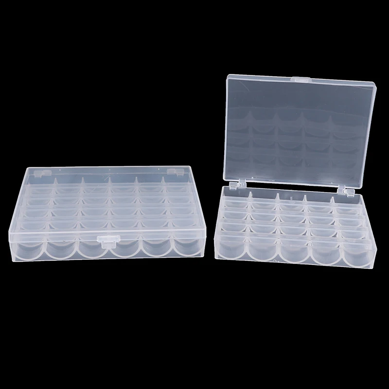 25/36Pcs New Clear Sewing Machine Bobbins Spools Empty Bobbins Spools Plastic Storage Box For Home Sewing Tools