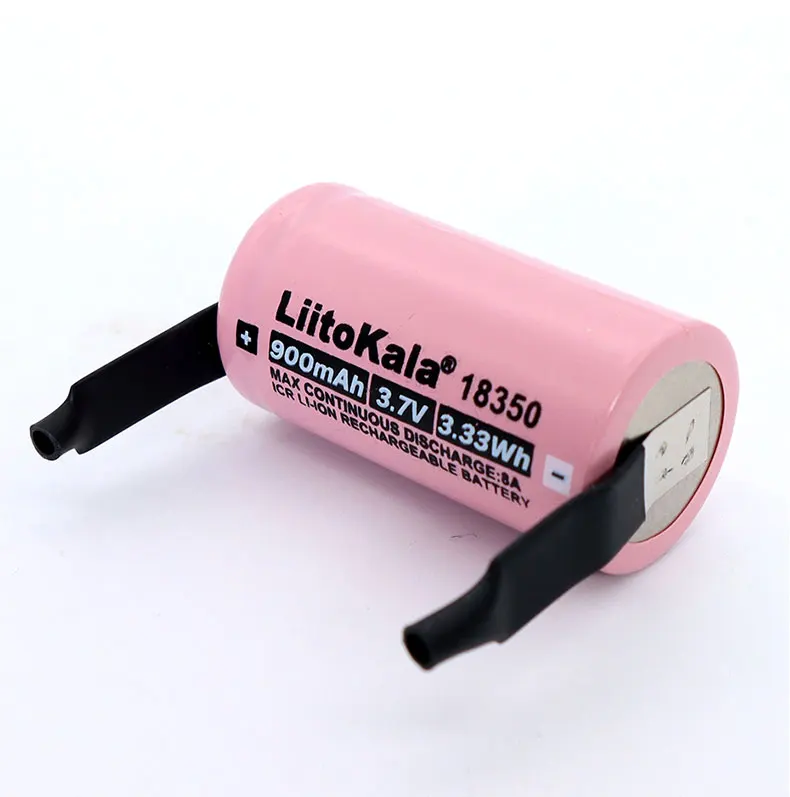 1-10 buah Liitokala ICR 18350 900mAh 8A baterai lithium isi ulang 3.7V lampu silinder rokok elektronik + lembar nikel DIY