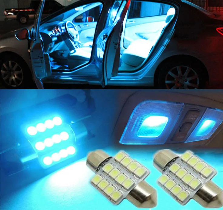 2pcs Top Ice Blue 12LED 12SMD 1.25\