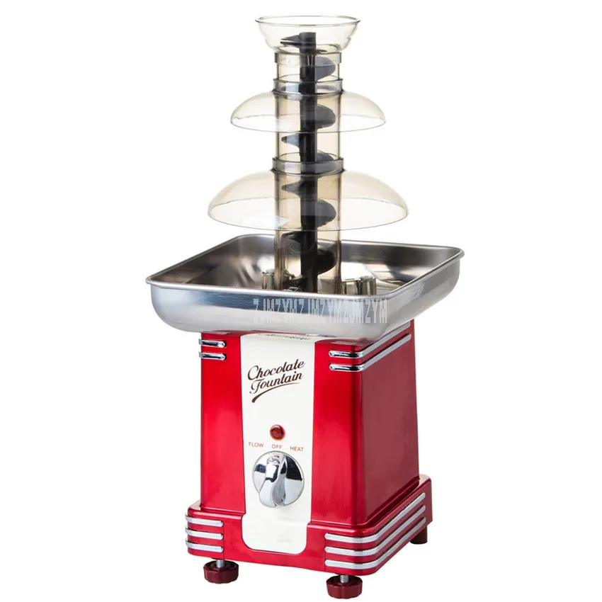 220V Mini Chocolate Fountain Creative Retro Design Chocolate Waterfall 70w Household 3 Layer DIY Mixer Heating Fondue Machine