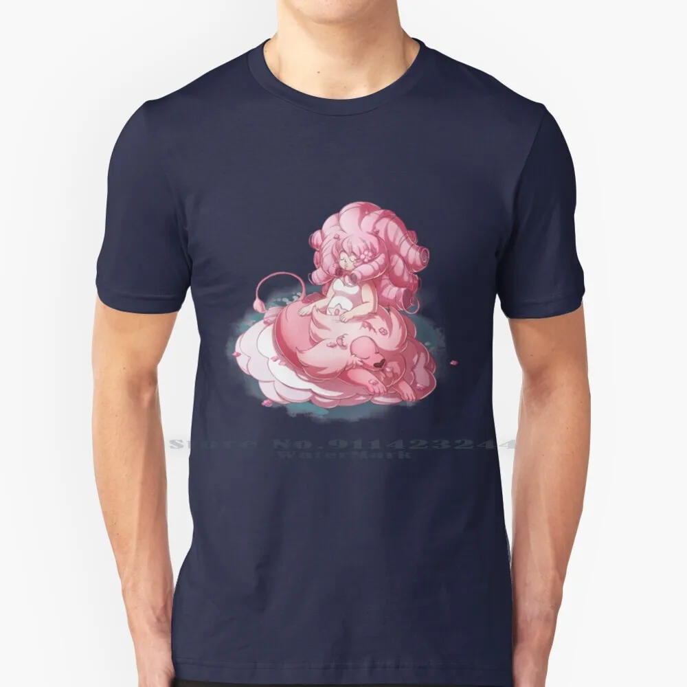 Rose And Lion T Shirt Cotton 6XL Steven Universe Lion Crystal Gems Pink Rose Quartz Su Flower Nature Fluffy Kitty Pet