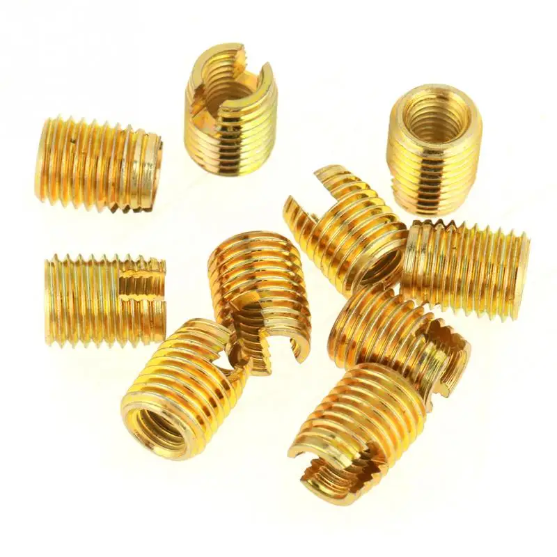 10pcs  M8xM12X15L Steel Zinc Plating Self Tapping Thread Insert kit Helical Insert Self Tapping Slotted Screw