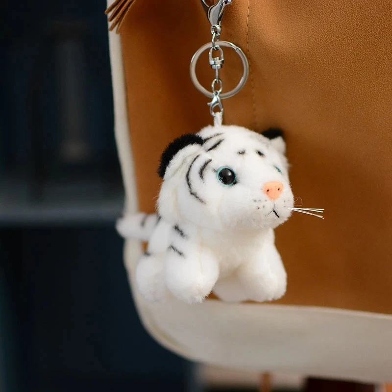 11 cm vie réelle mignon tigre léopard en peluche pendentif jouets en peluche forêt Animal poupée porte-clés enfants enfants dessin animé cadeau d'anniversaire