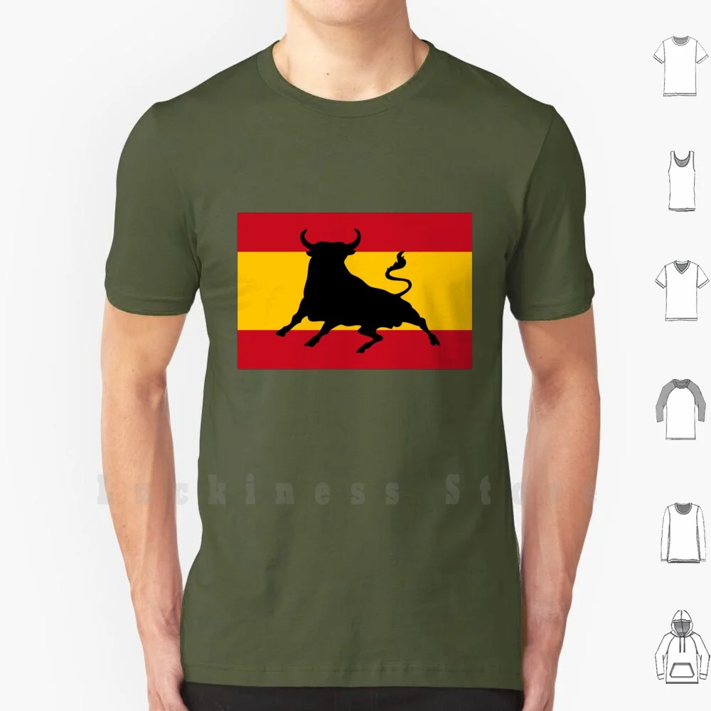 Spanish Flag With Bull T Shirt DIY 100% Cotton 6xl Flag Spain Flag Of Spain Spanish Flag Bull Bullfighting National Holiday