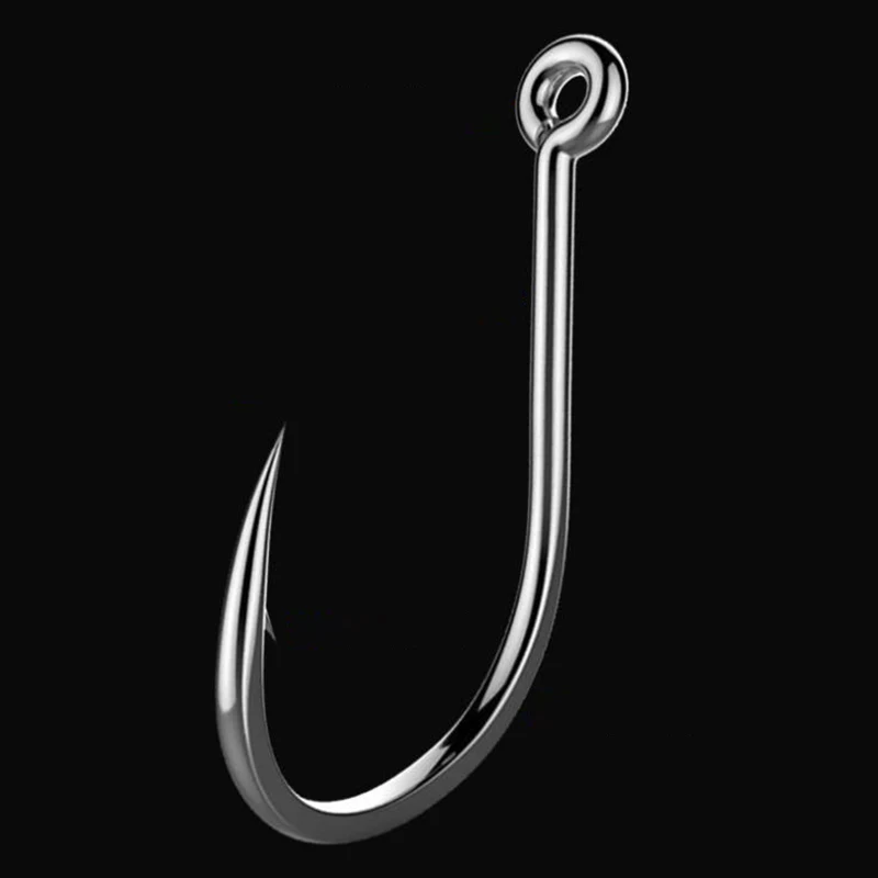 DYGYGYFZ 100pcs/set Fish Hook High Carbon Steel Barbed 2#-16# Barbed Band Loop Worm Pond Fishing Bait Holder Jig Hole Pesca