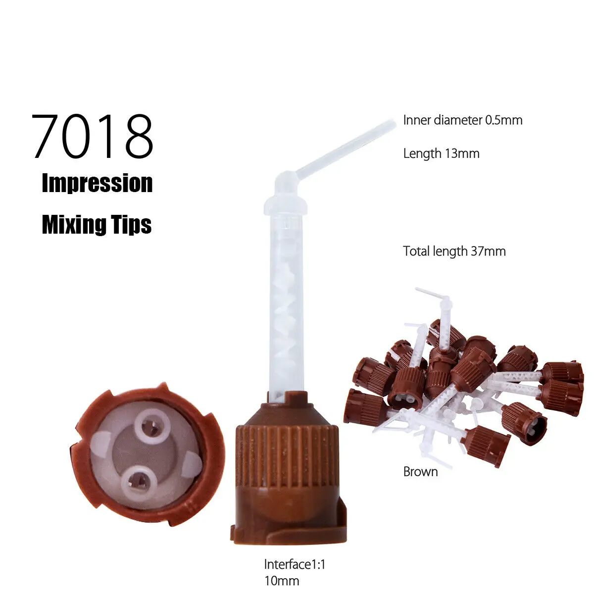 50 stks/pak Tandheelkundige Silicon Impression Mengtips Tijdelijke Siliconen Rubber Dispenser Mix Head Tandarts Gereedschap