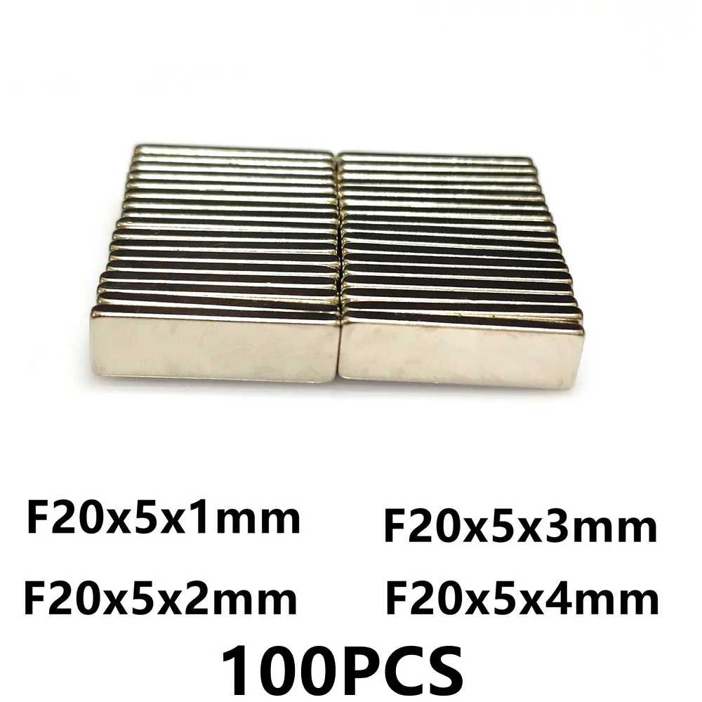 

100PCS/LOT Magnet 20*5*1 20*5*2 20*5*3 20*5*4 N35 NdFeB MAGNET 20x5x1 20x5x2 20x5x3 20x5x4 Neodymium Magnets Magnetic material