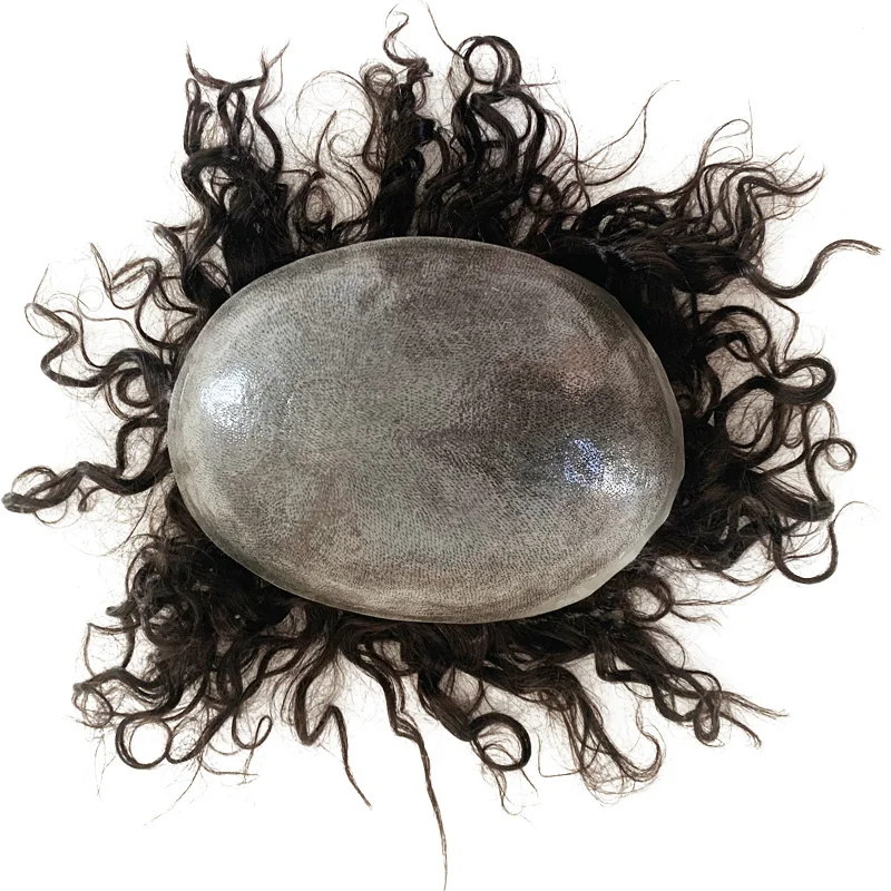 Thin Skin Base Men Toupee Always Wave Hair Human Remy Hair Curly Texture