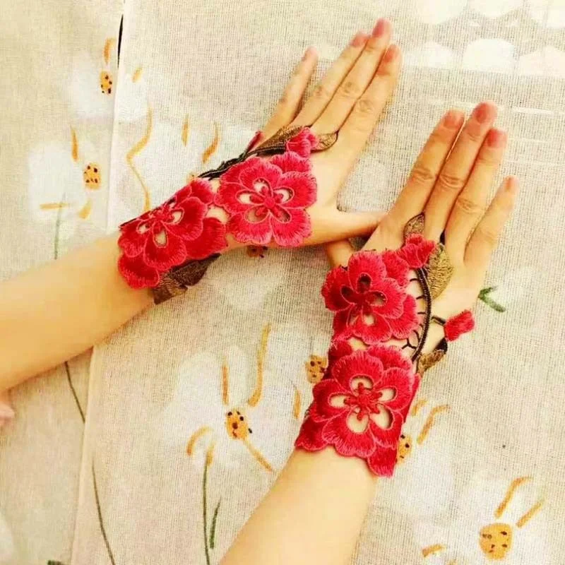 Gants sans doigts à fleurs pour femmes, mitaines décontractées, chauffe-mains, été