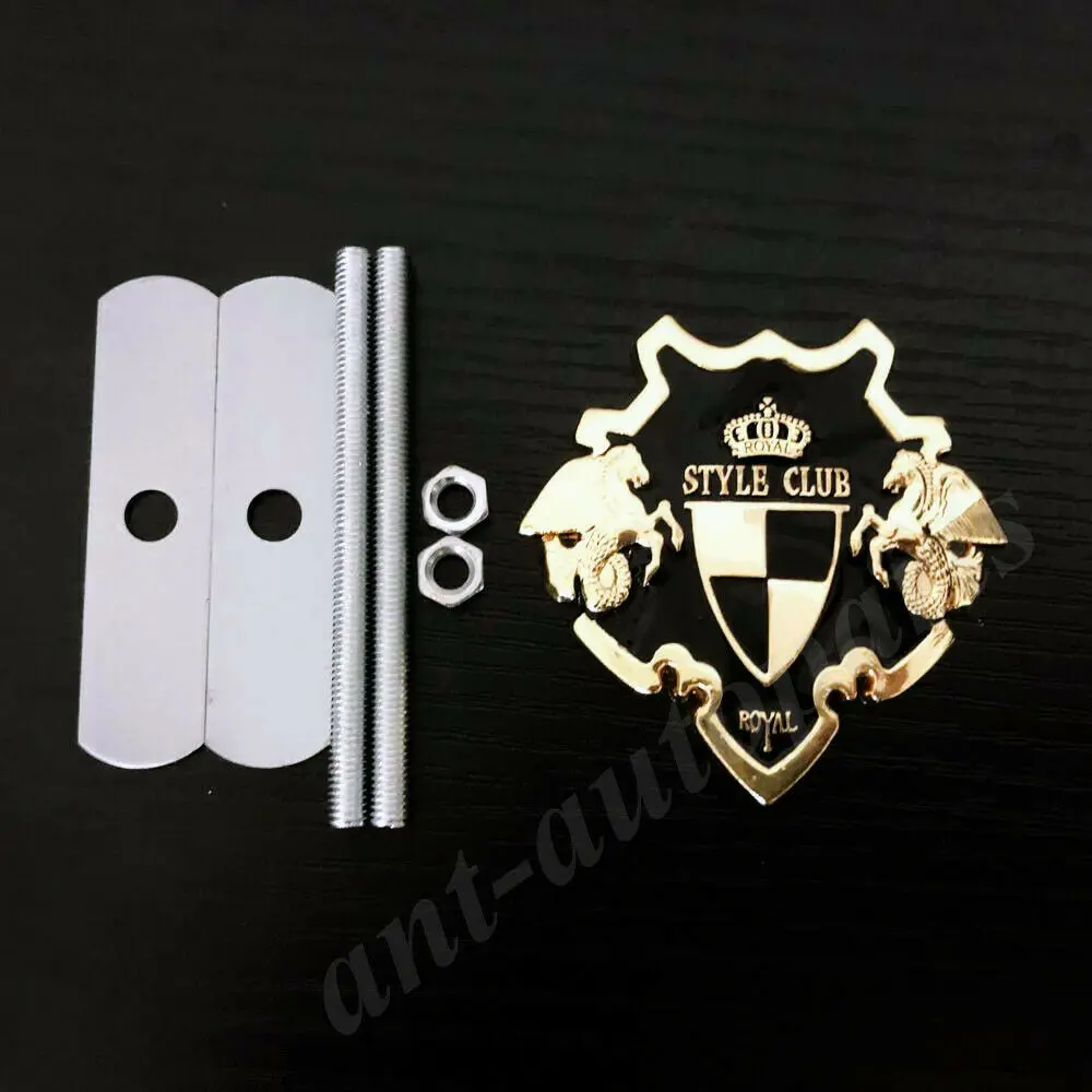 

3D Metal Golden Royal Style Club VIP Shield Car Auto Front Grille Emblem Badge