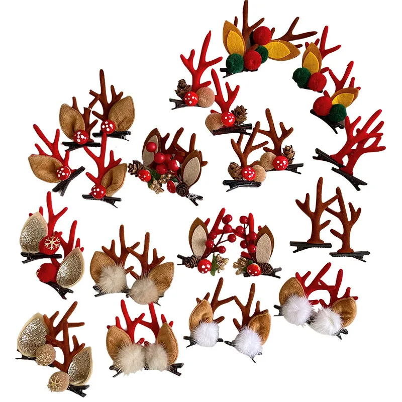 A pair of Cute Christmas Antlers Hairpins Hair Clips Hair Accessories for Children Baby Girl Kids Toddler Children