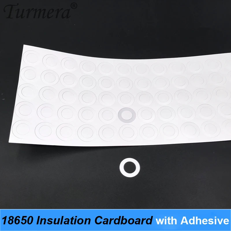 Turmera 100 Uds 70 Uds 1S 18650 cartón aislante de batería con adhesivo para batería 18650 parche de pegamento aislante positivo