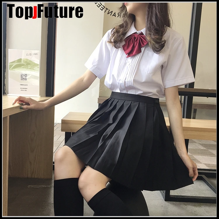 Uniformes escolares japoneses para mujeres y niñas, traje JK plisado de Color sólido, negro, azul marino, gris, falda de estilo escolar