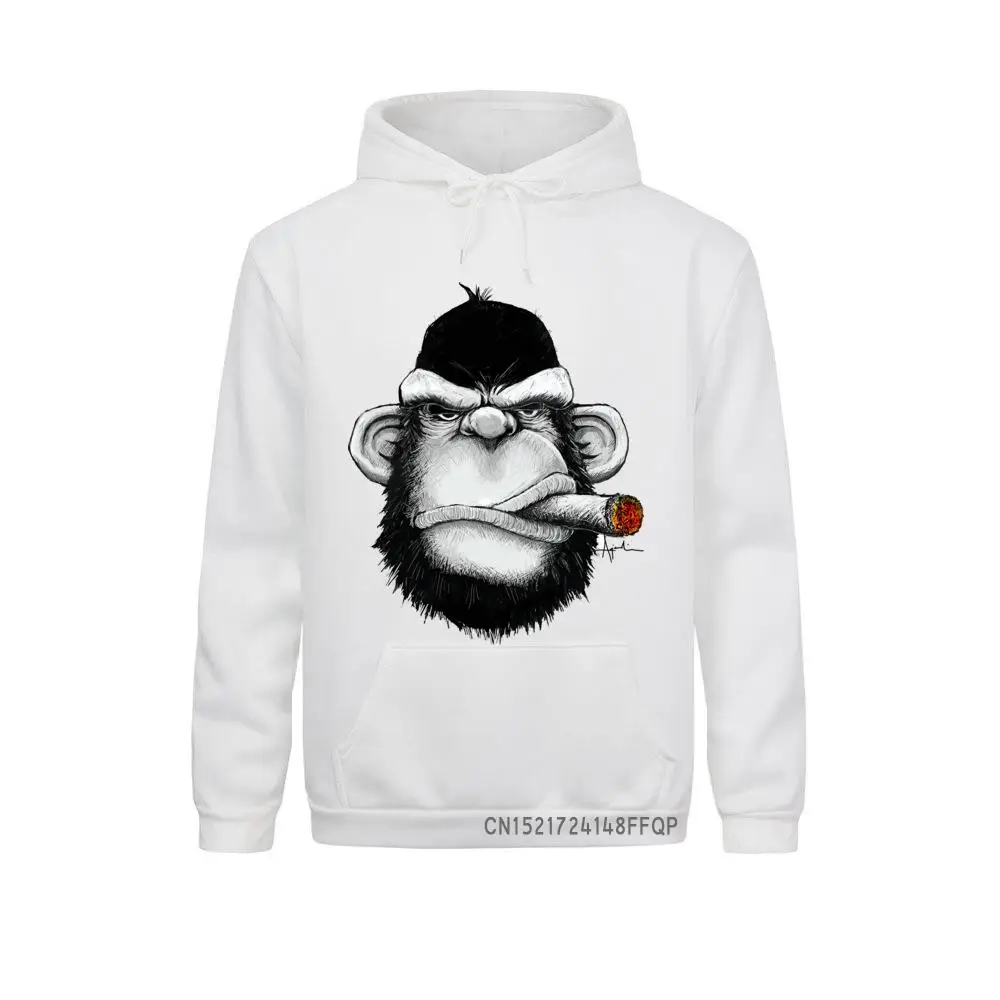 New Arrivals Men Sweatshirt Fashion Cigar Monkey Printed Pullover Hoodies Pocket Funny Animal