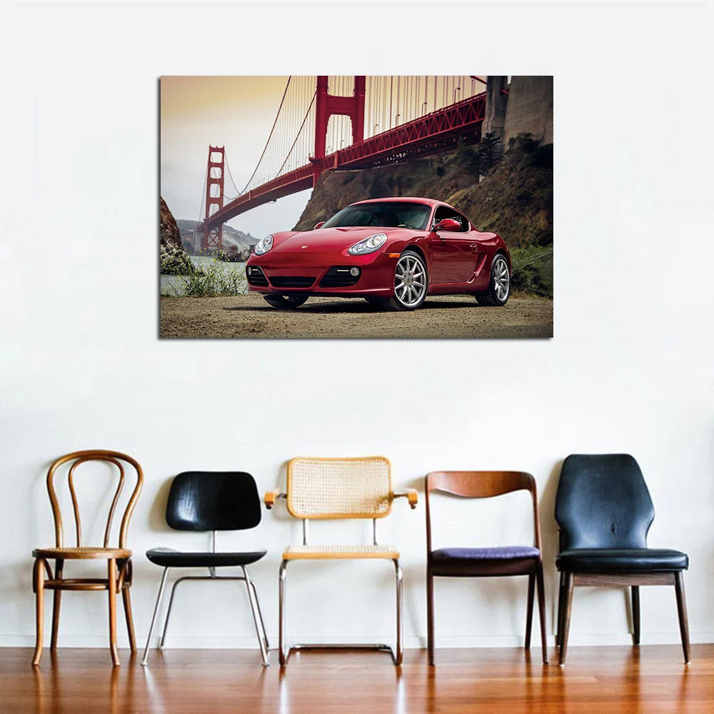 Golden Gate Bridge 987 Cayman Car Canvas Paintings Wall Art Prints Poster Vehicle Picture Home Decor