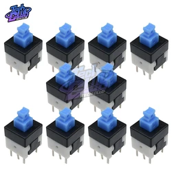 10PCs 8X8mm DPDT Self-locking Switch Type Square Button Switch Blue Cap 8*8 8X8 mm 6Pin Multimeter