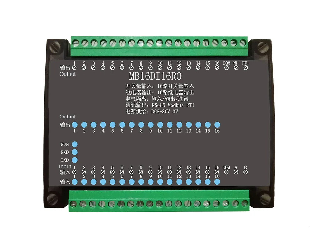 16DI/16RO 16-channel Digital Isolated Input and 16-channel Relay Isolated Output RS485 MODBUS Module with Network Disconnection