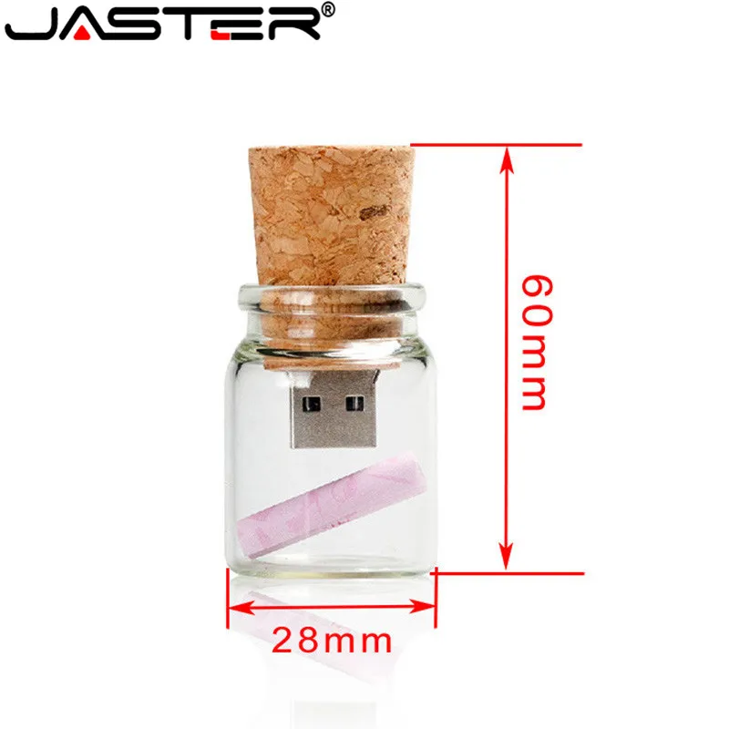 JASTER USB 2.0 Lovely drift bottle 4GB 16GB 32GB 64GB sughero usb Flash Drive pen drive Memory Card Pen lover regalo 1 pz logo gratuito