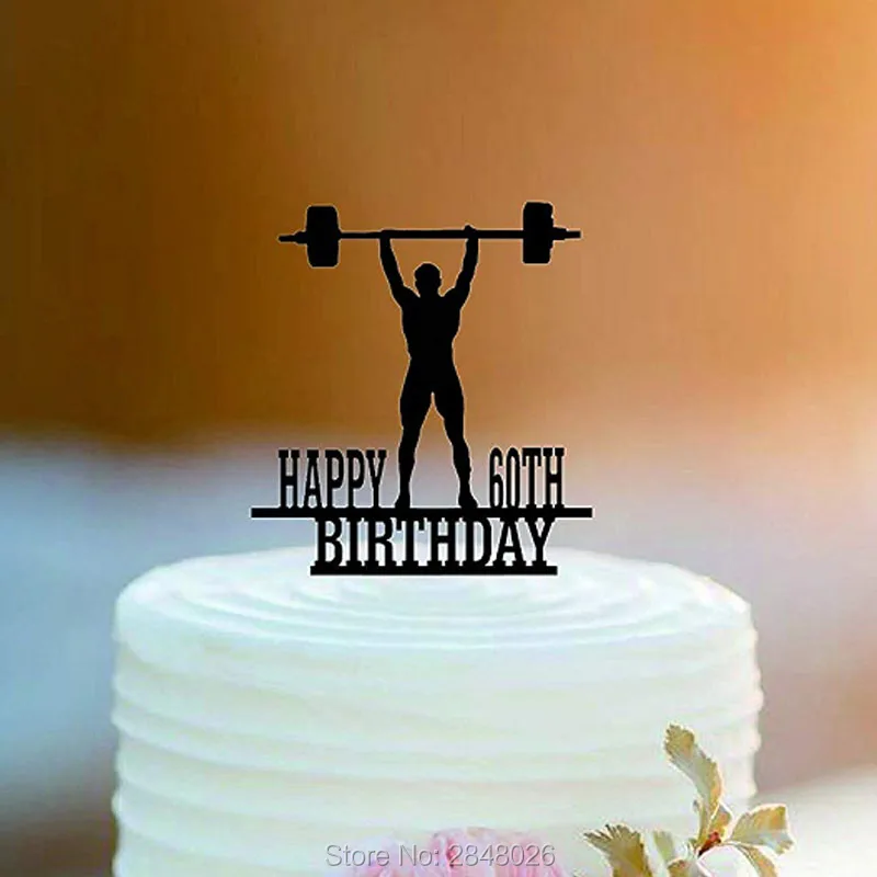 Weight lifting Birthday cake topper,60th birthday cake topper,ANY NUMBER birthday cake topper,,Rustic Cake Topper,