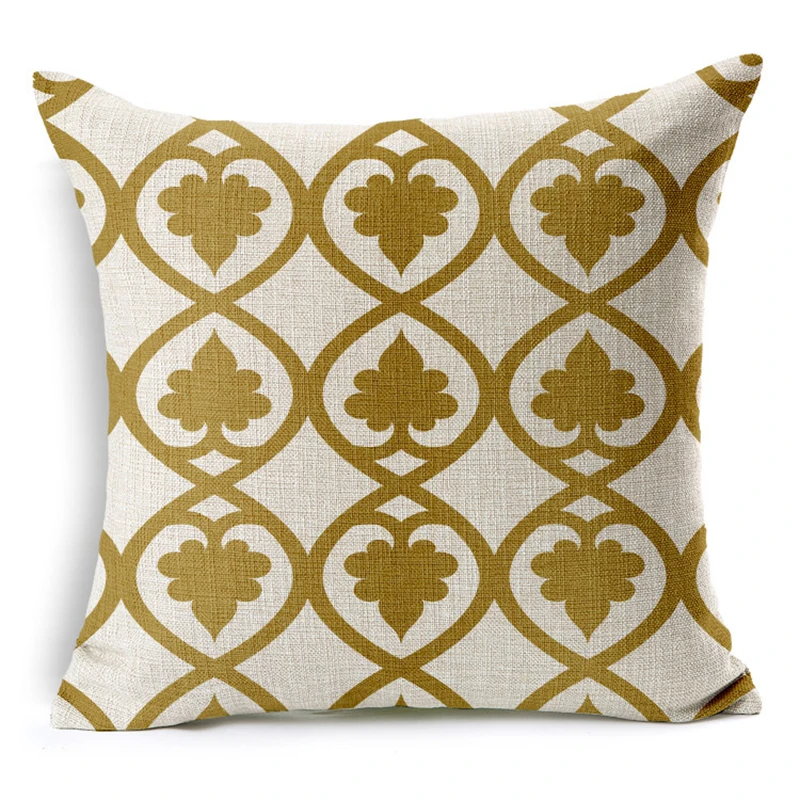 Pure Geometry Cushion Pillowcase Nordic Golden Yellow Geometric Pillows Home Chair Sofa Decorative Cushion Customized