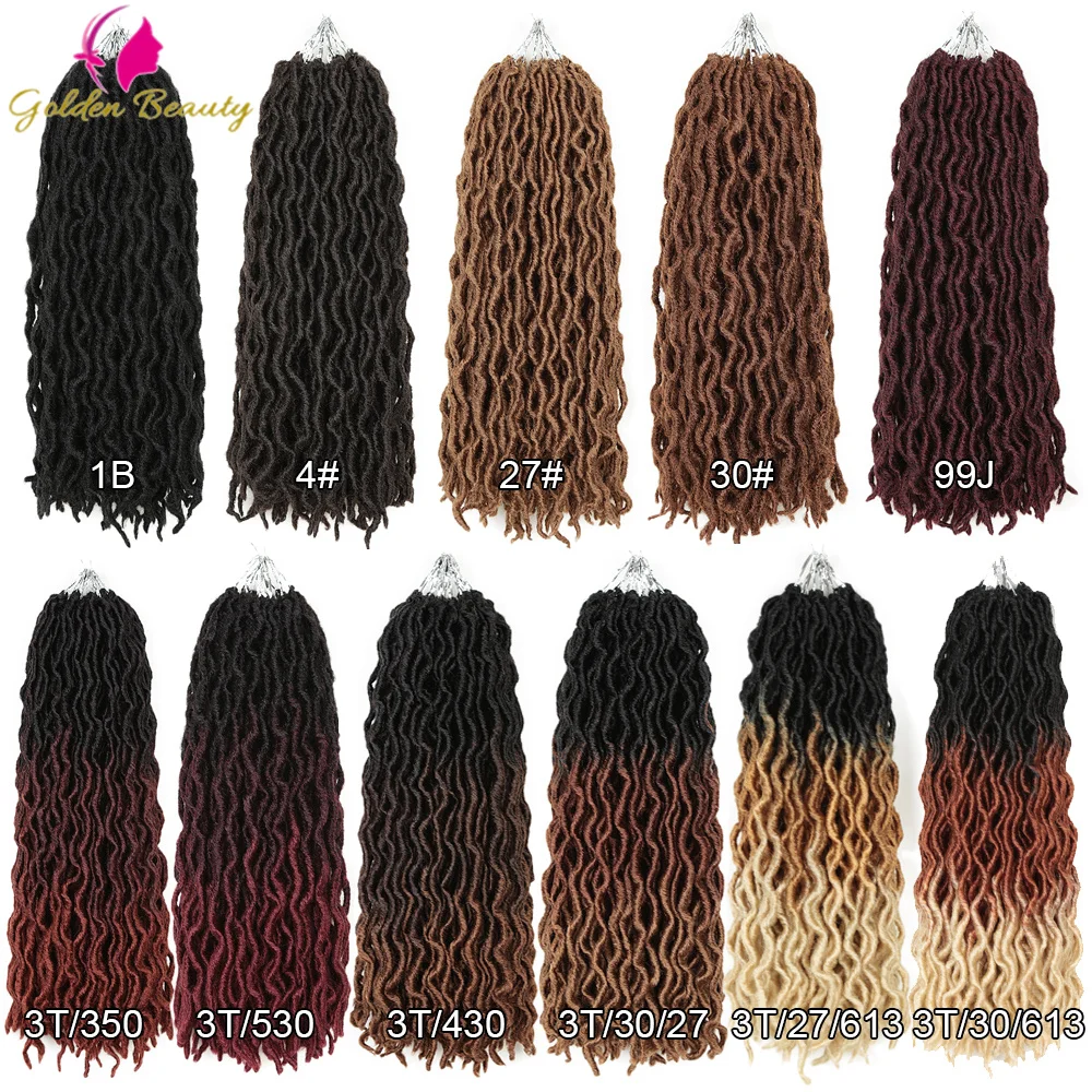 Goddess Faux Locs-Dreadlocks Synthétiques Ondulés, Tresses au Crochet Faites à la Main, Tresses Douces et Ondulées, Extensions de Cheveux Tressés